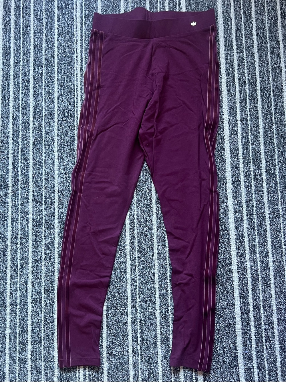 adidas Women's Burgundy Leggings with Side Stripes